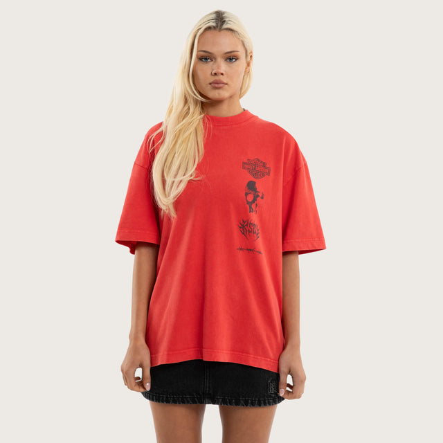 Chopper Street Tee Snow Scarlet