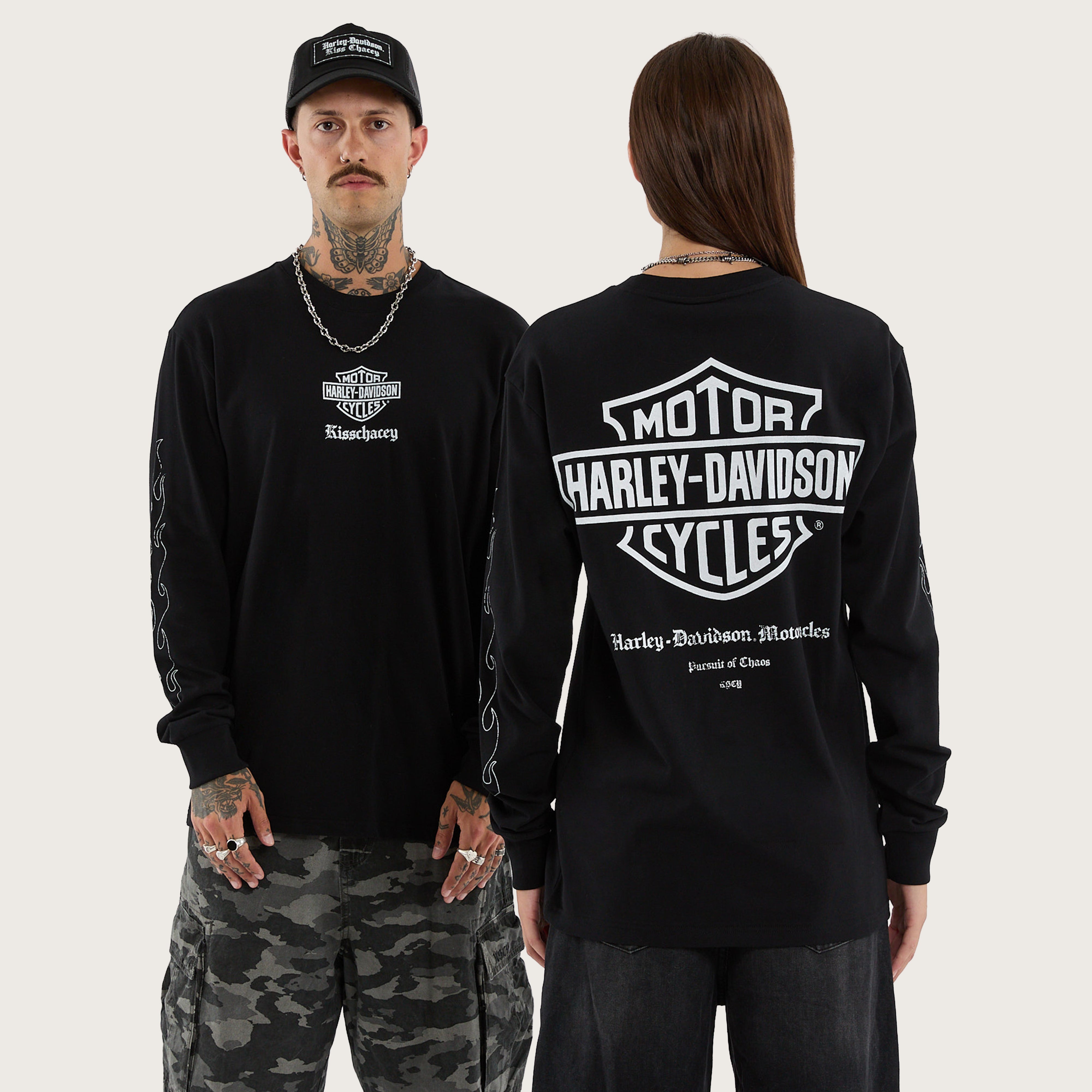 Harley-Davidson Flames Longsleeve Tee Jet Black | KSCY