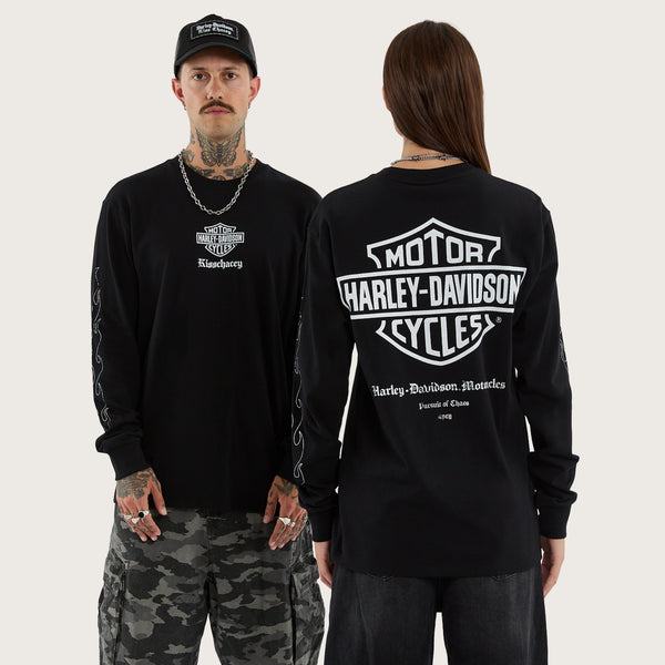 Harley-Davidson Flames Longsleeve Tee Jet Black | KSCY