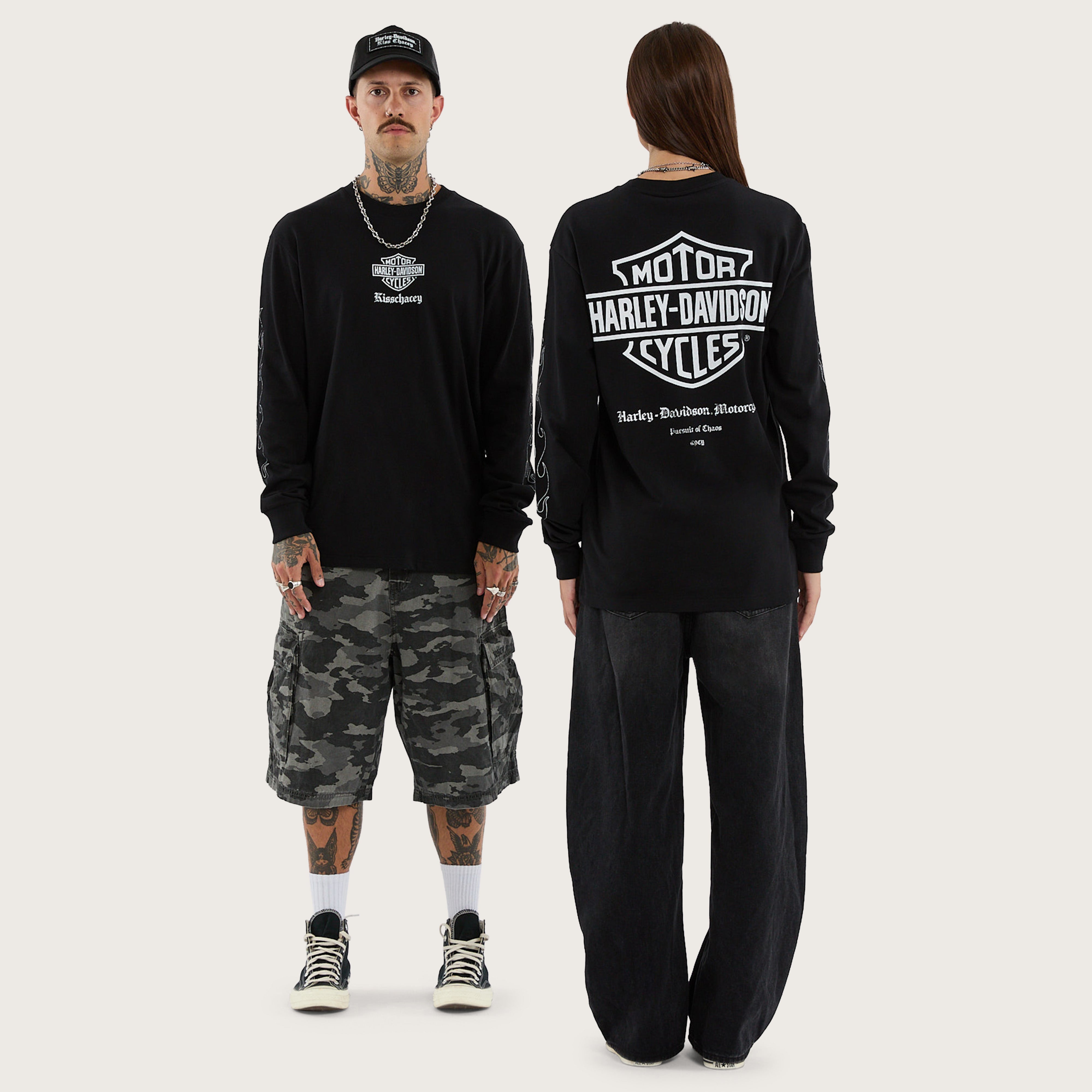Harley-Davidson Flames Longsleeve Tee Jet Black | KSCY