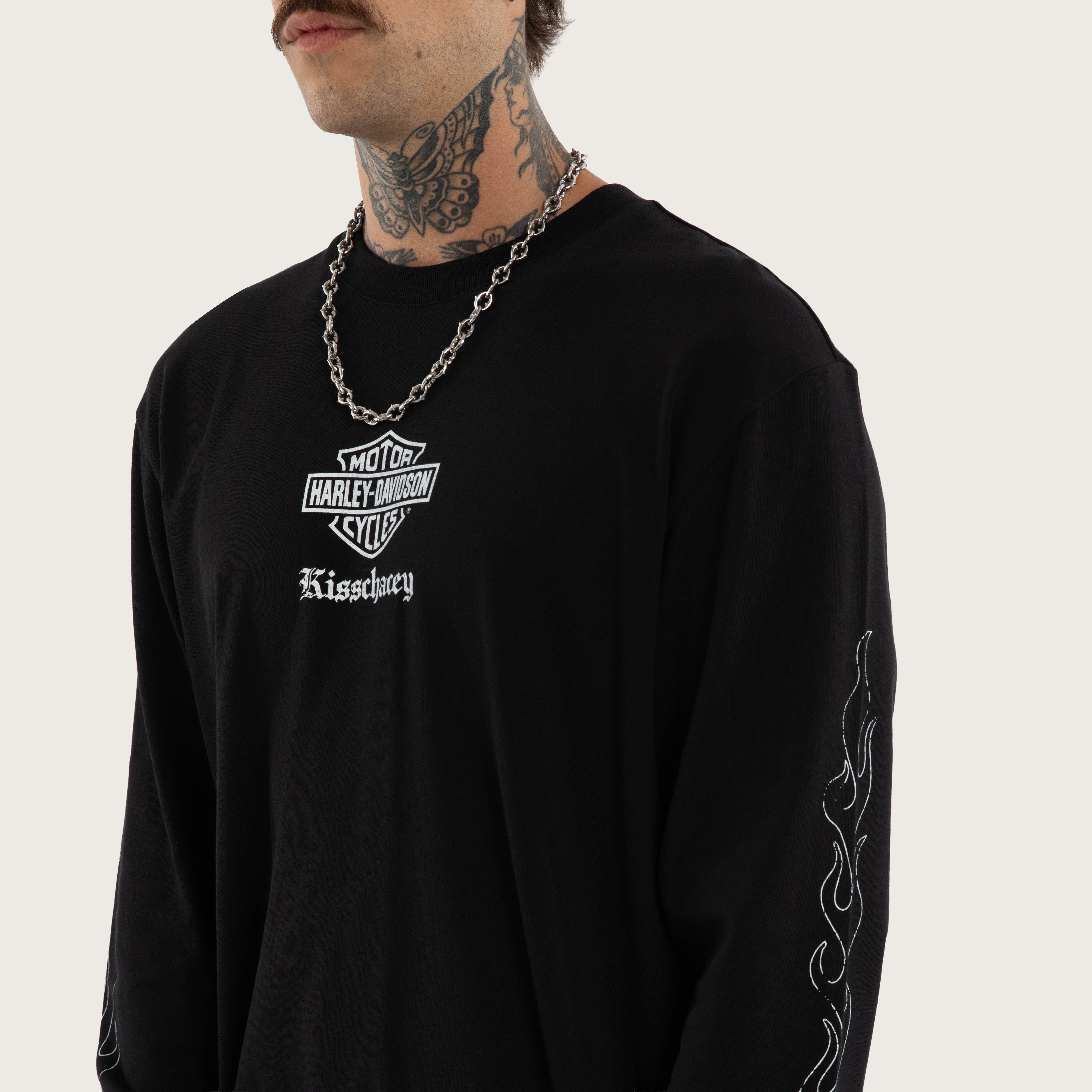 Harley-Davidson Flames Longsleeve Tee Jet Black | KSCY