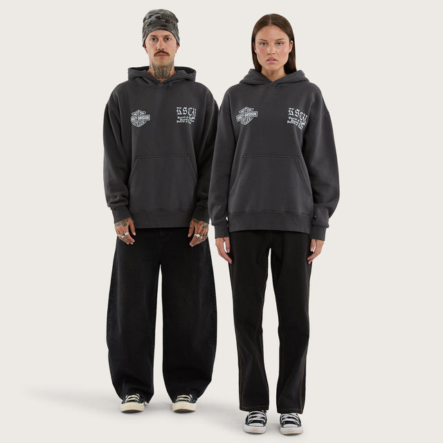 Model wears Cycles Relaxed Hoodie Pigment Jet Black Hoodies Black – image 6