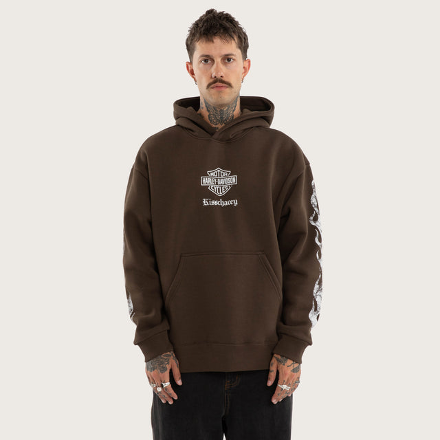 Model wears Freedom Relaxed Hoodie Slate Brown Hoodies Brown – image 2