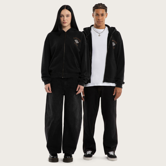 Models wear Access Street Zip Hoodie Jet Black Hoodies in Black - Image 4