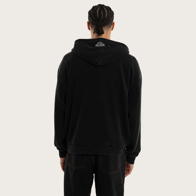 Model wears Access Street Zip Hoodie Jet Black Hoodies in Black - Image 5