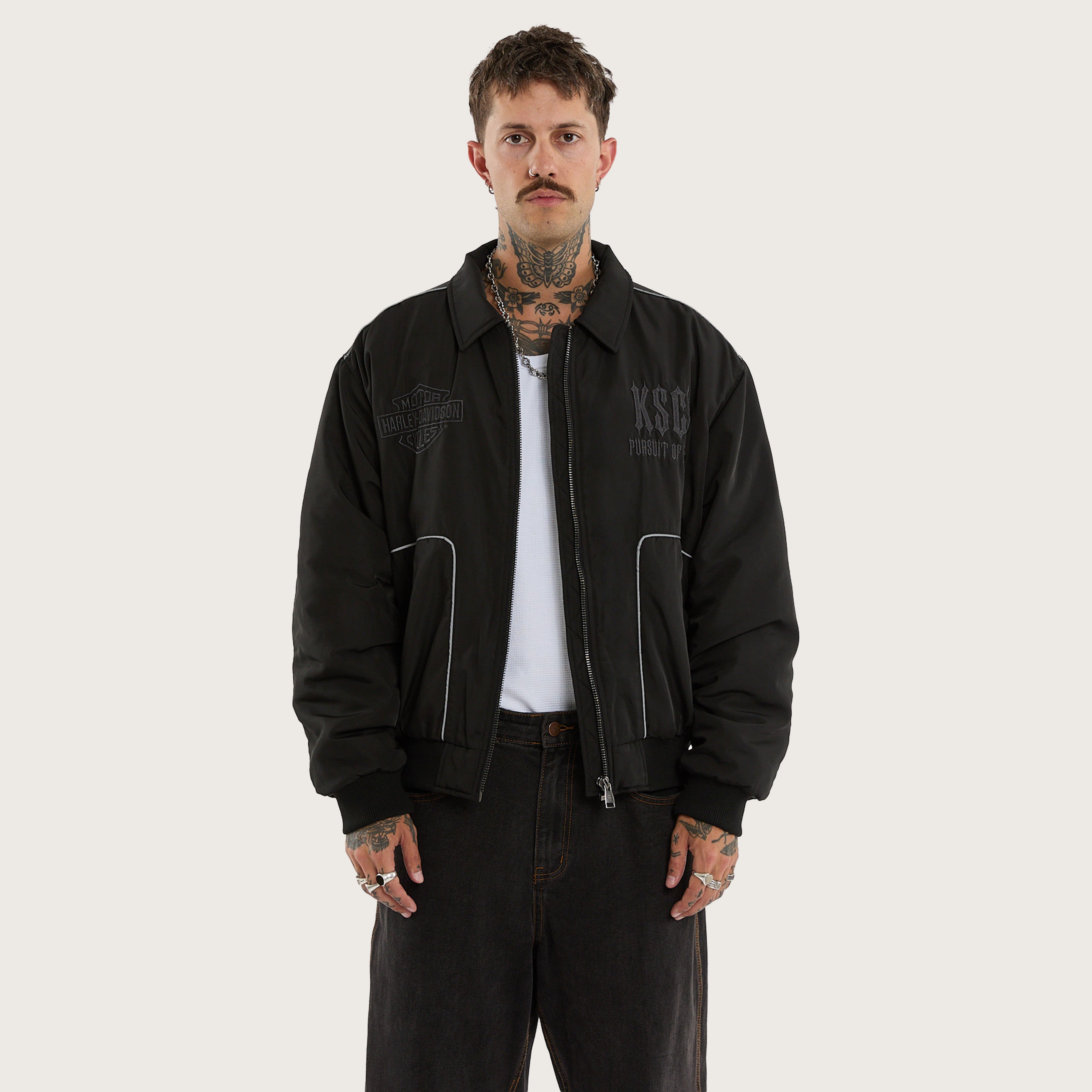 Harley-Davidson Drill Bomber Jacket Anthracite Black | KSCY