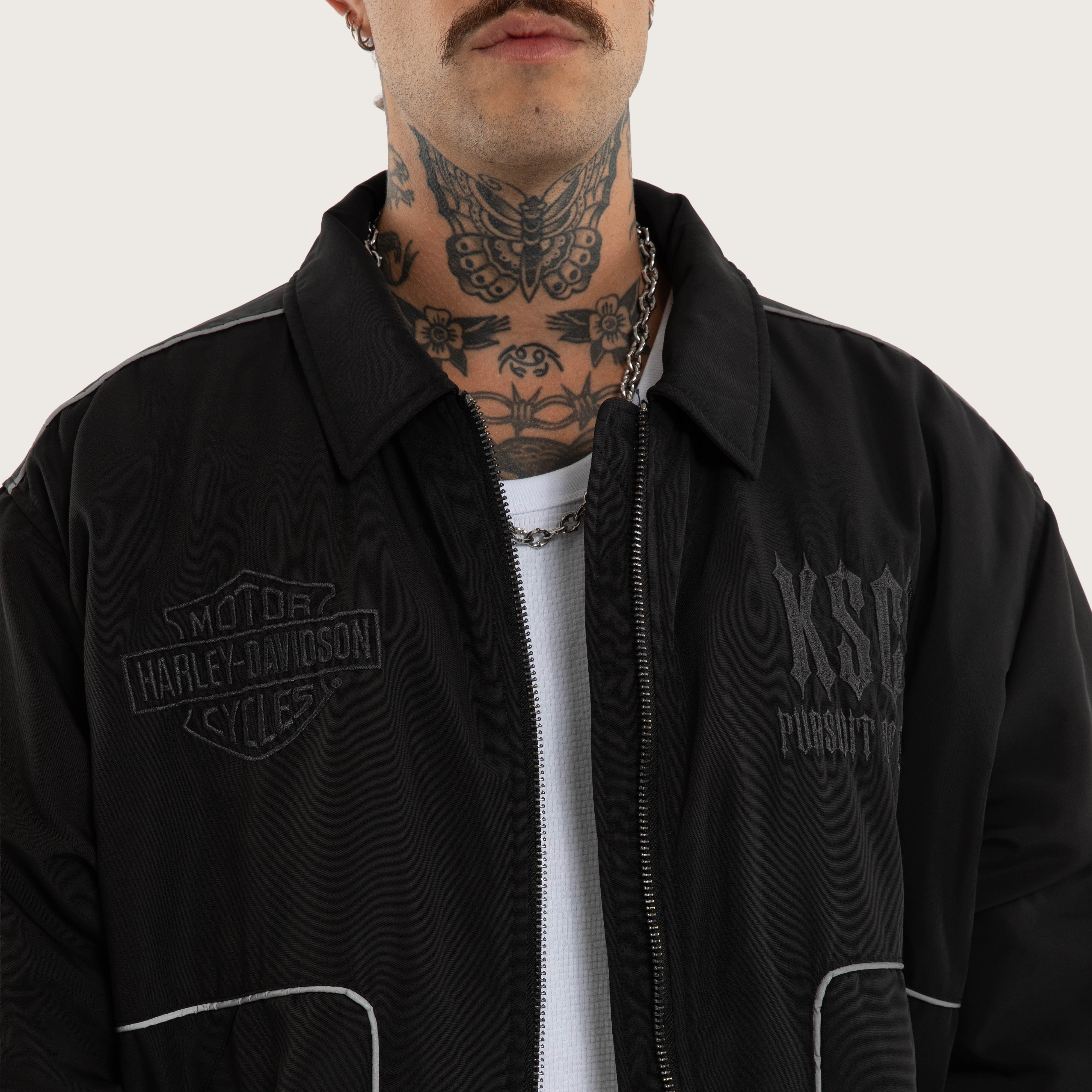 Harley-Davidson Drill Bomber Jacket Anthracite Black | KSCY