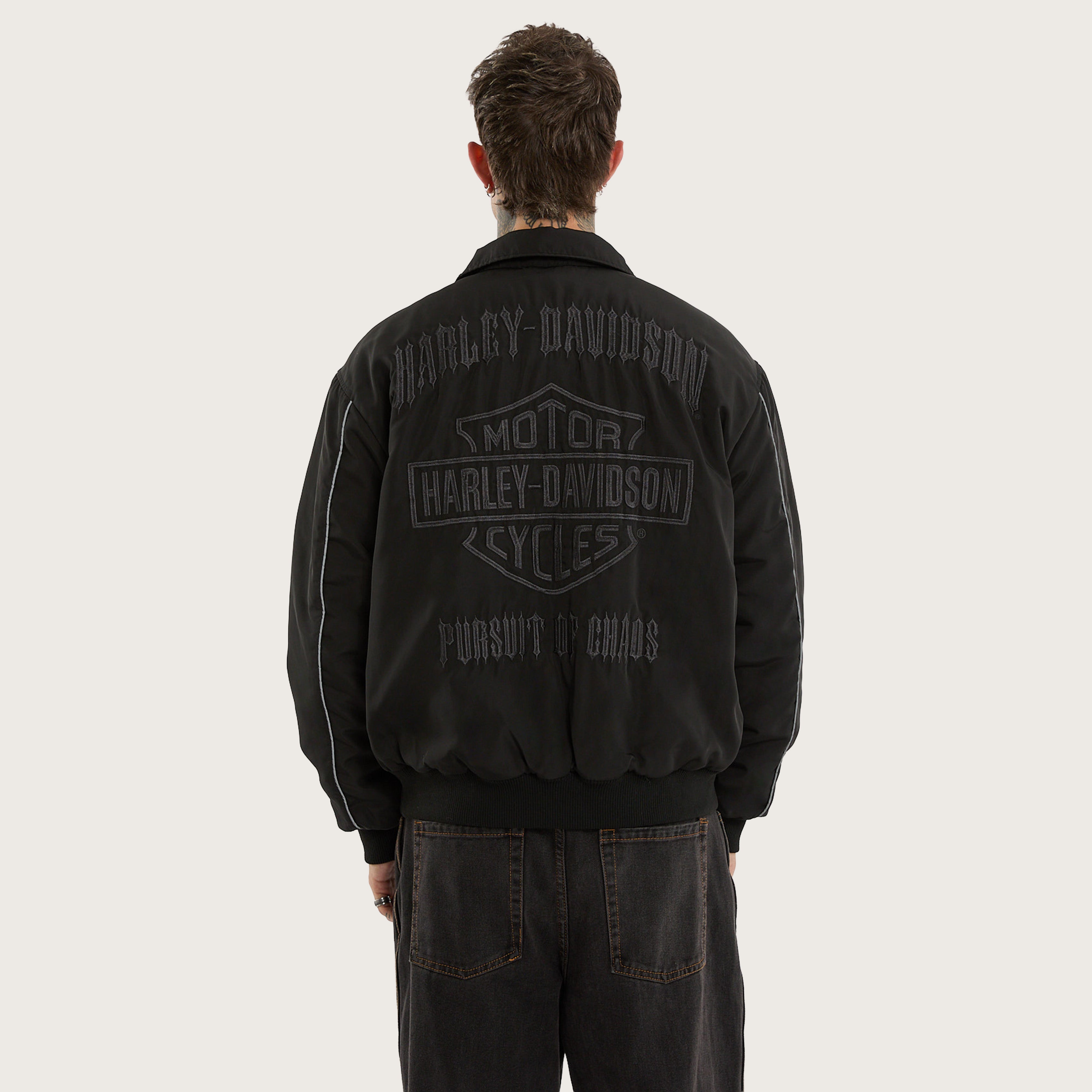 Harley-Davidson Drill Bomber Jacket Anthracite Black | KSCY
