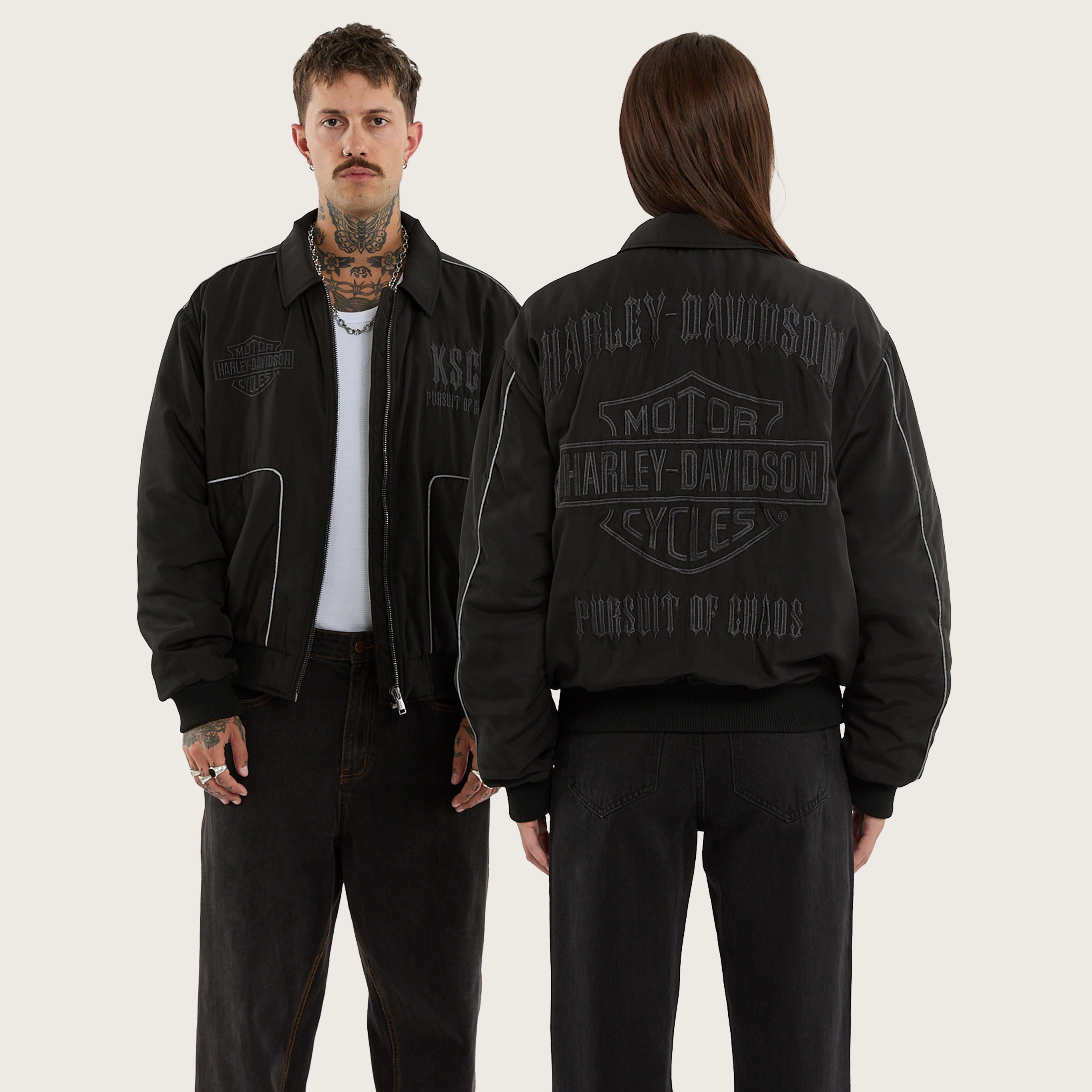 Harley-Davidson Drill Bomber Jacket Anthracite Black | KSCY