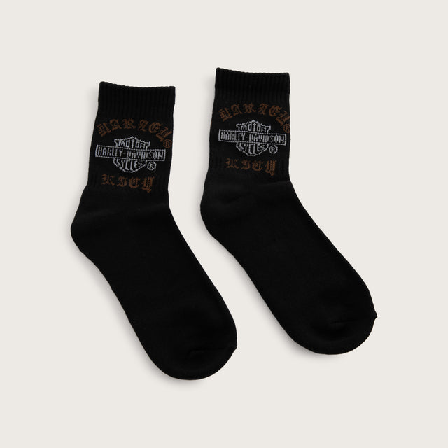 Model wears Harley Mid Socks Black/White Socks Black – image 1