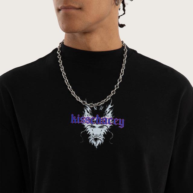 Model wears Connections Street Tee Jet Black T-Shirts in Black - Image 3
