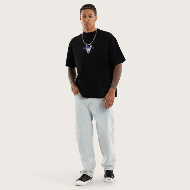Model wears Connections Street Tee Jet Black T-Shirts in Black - Image 5