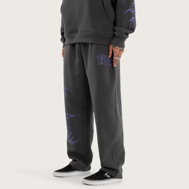 Model wears Subversion Baggy Sweatpant Grey Trackpants in Grey - Image 1