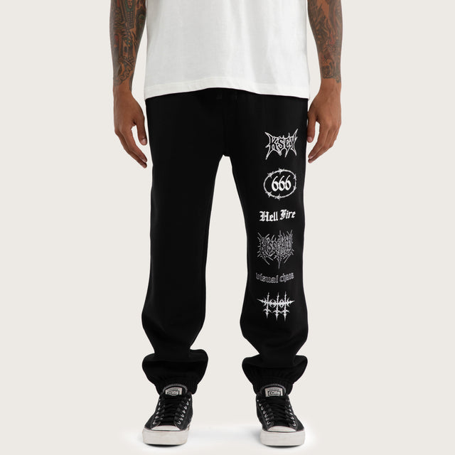 Model wears Cobalt Straight Trackpant Jet Black Trackpants in Black - Image 3