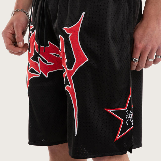 Caution Mesh Basketballs Short Jet Black