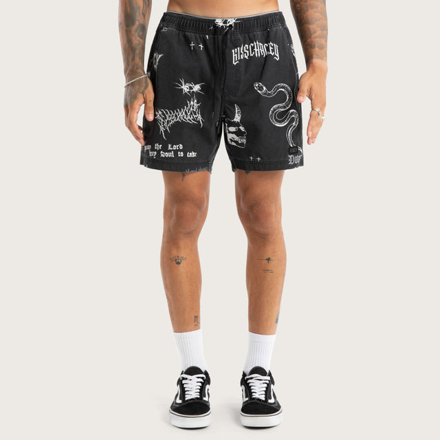 Download Beach Short Black Print