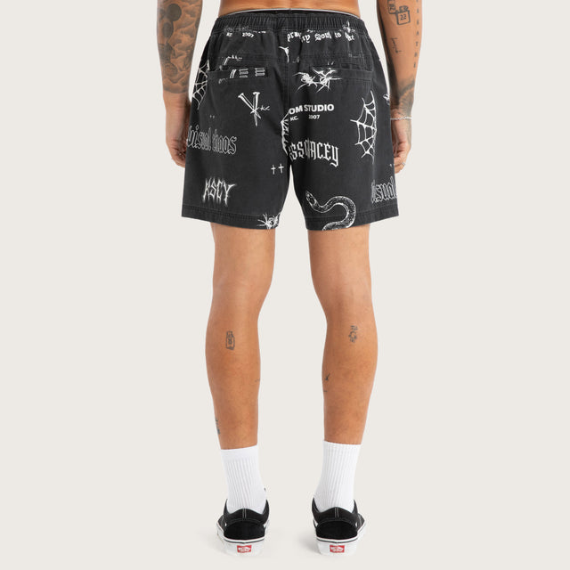 Download Beach Short Black Print