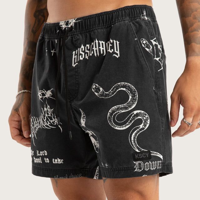 Download Beach Short Black Print