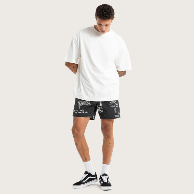 Download Beach Short Black Print