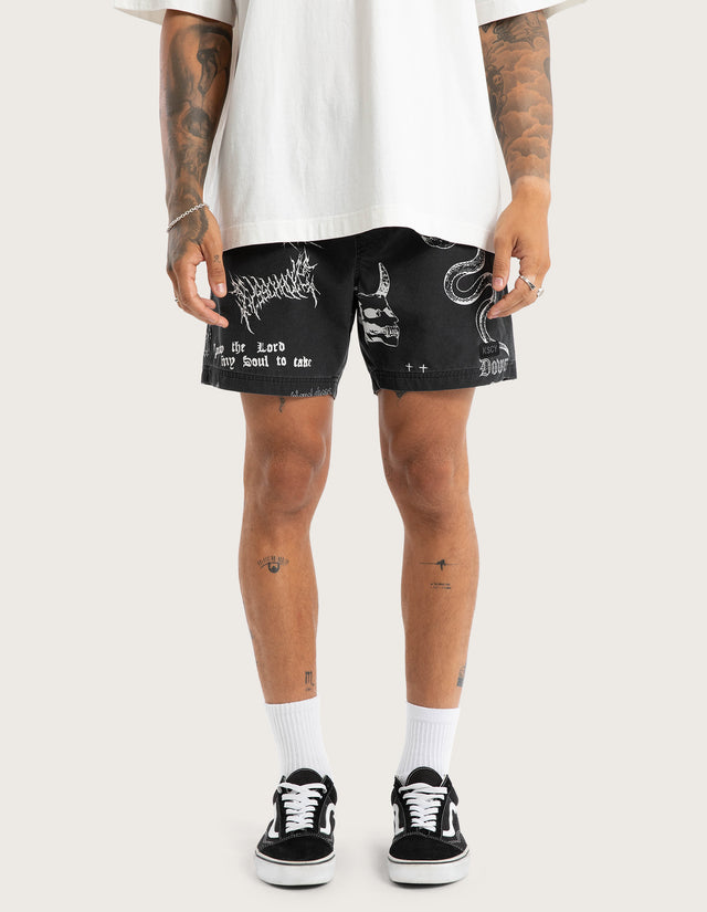 Download Beach Short Black Print