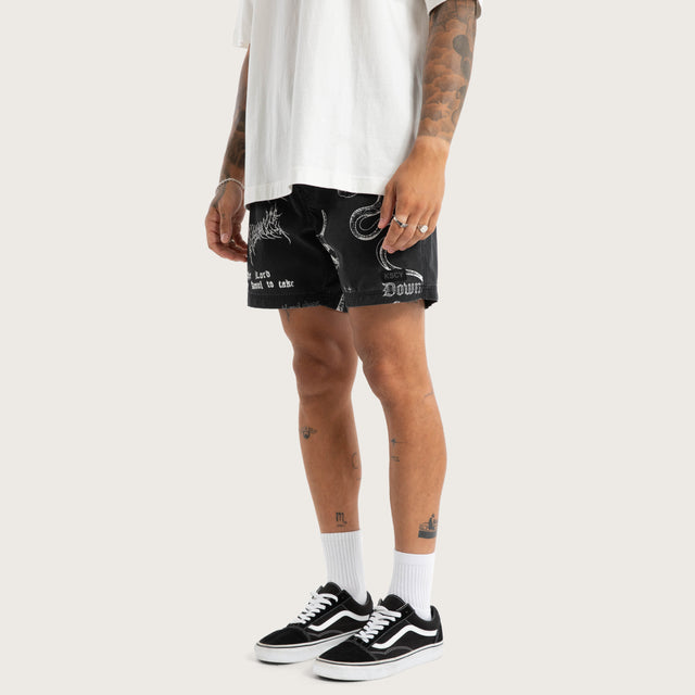 Download Beach Short Black Print