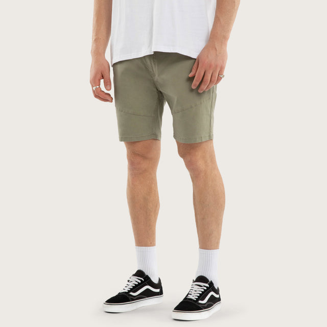 Model wears Wyvern Short Army Shorts Green – image 3