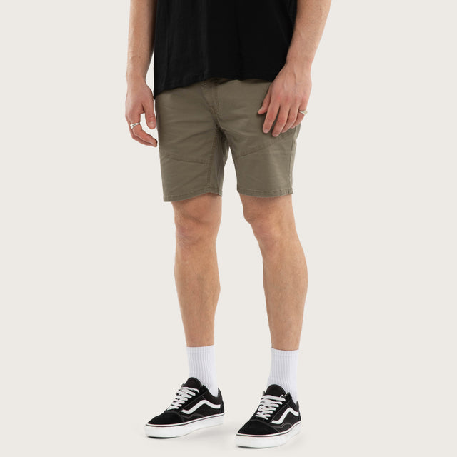 Model wears Wyvern Short Dune Shorts Brown – image 3