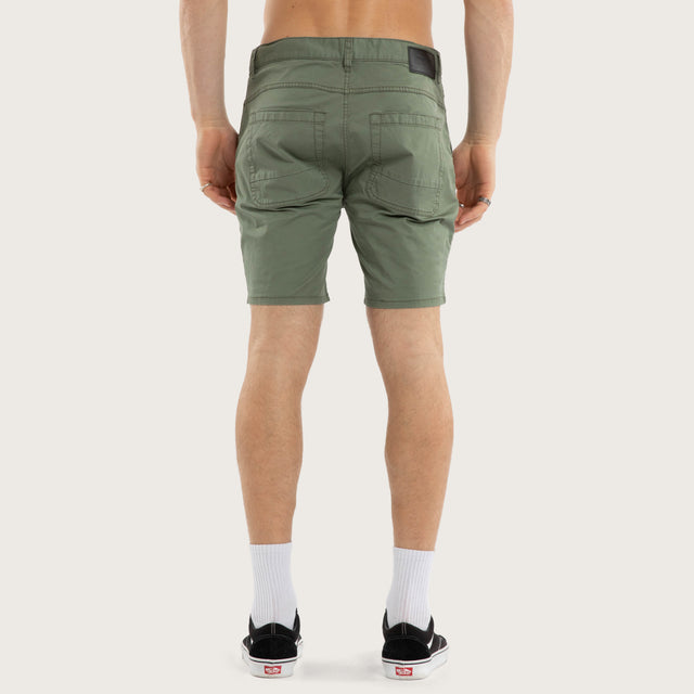 Model wears Wyvern Short Khaki Shorts Green – image 5