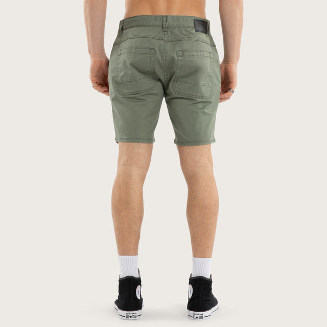 Model wears Wyvern Short Olive Shorts Green – image 5