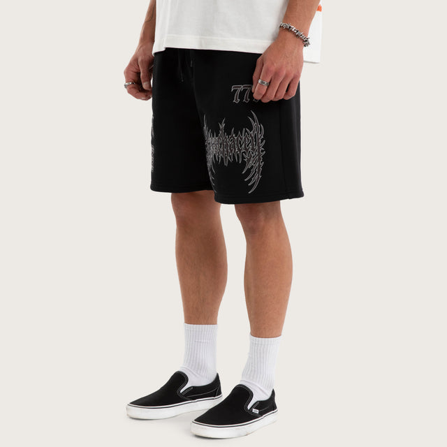 Model wears Threshold Trackshort Jet Black Trackshorts Black – image 2