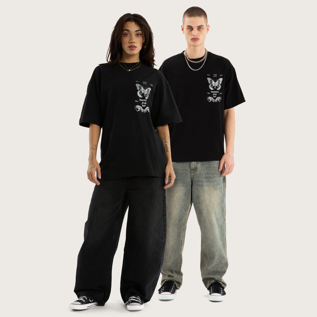 Model wears Download Street Tee Jet Black T-Shirts in Black - Image 2