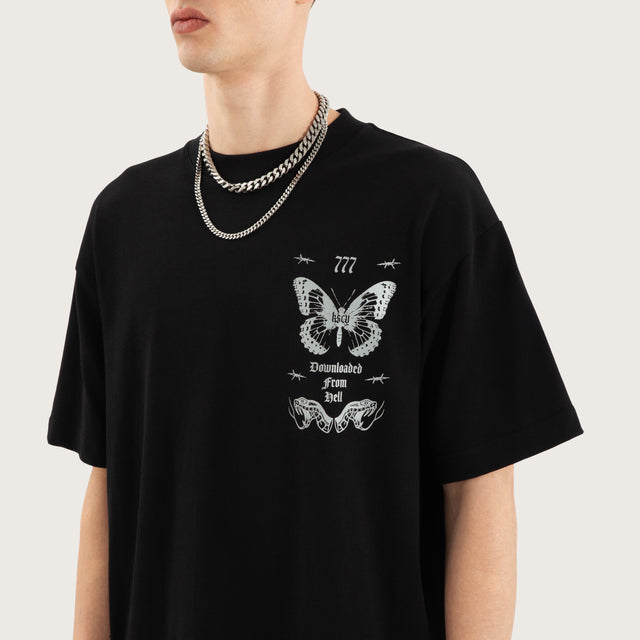 Model wears Download Street Tee Jet Black T-Shirts in Black - Image 3