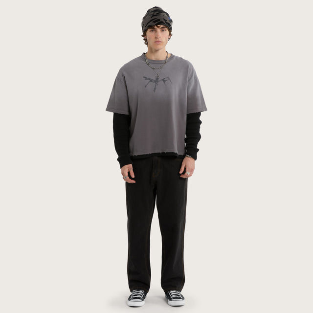 Days Loopback Longsleeve Tee Charcoal/Black