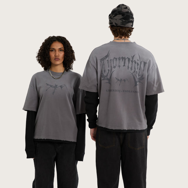 Days Loopback Longsleeve Tee Charcoal/Black