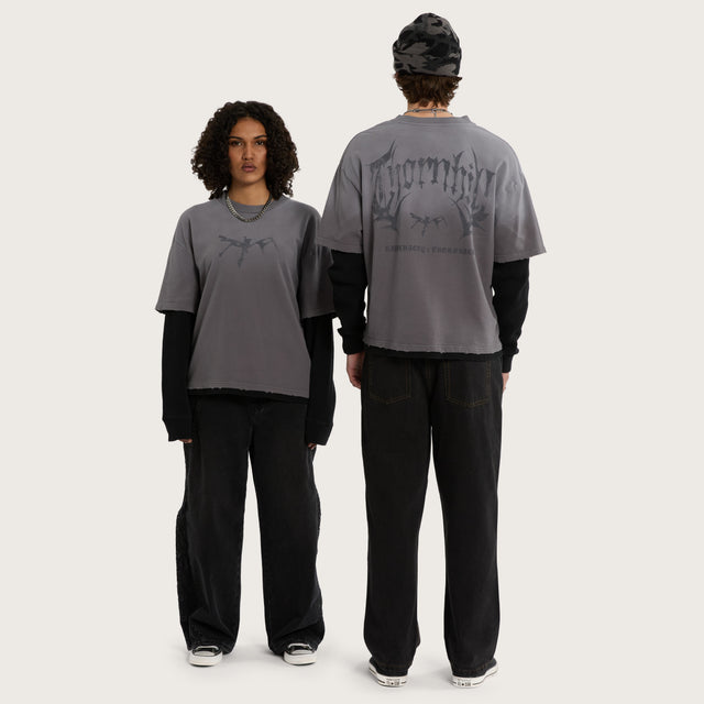 Days Loopback Longsleeve Tee Charcoal/Black