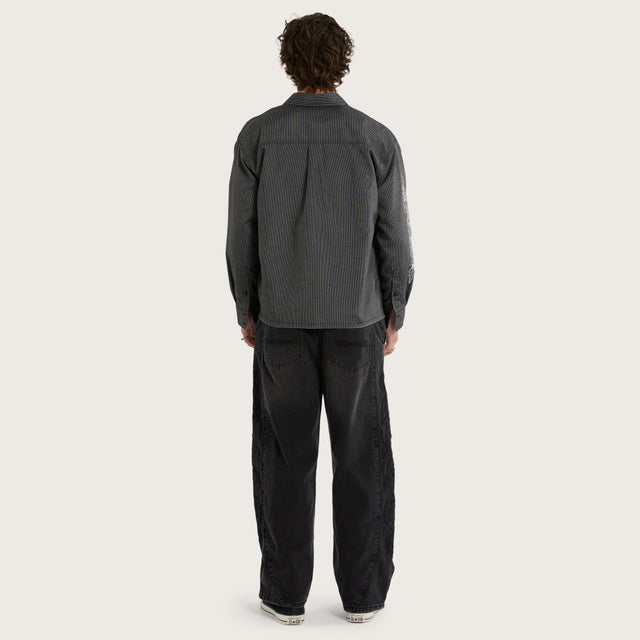 Chance Relaxed Longsleeve Shirt Black Stripe