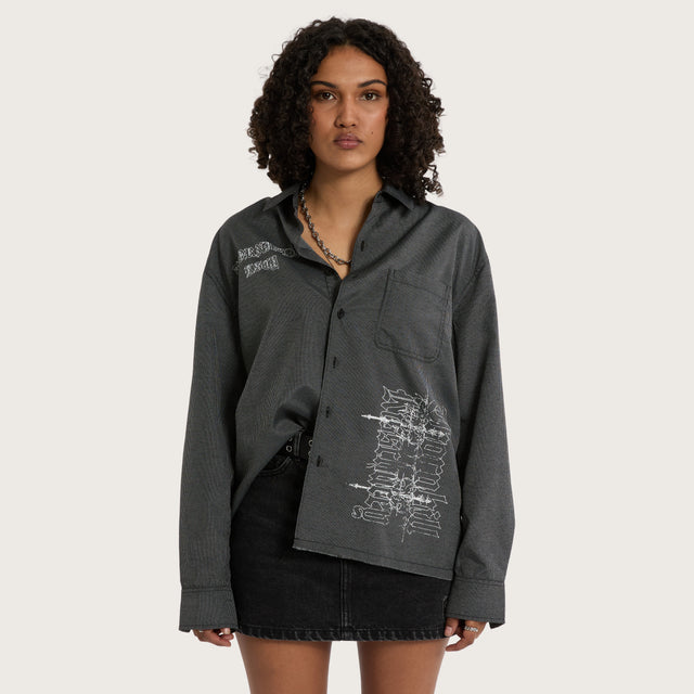 Chance Relaxed Longsleeve Shirt Black Stripe