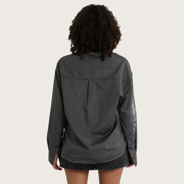 Chance Relaxed Longsleeve Shirt Black Stripe