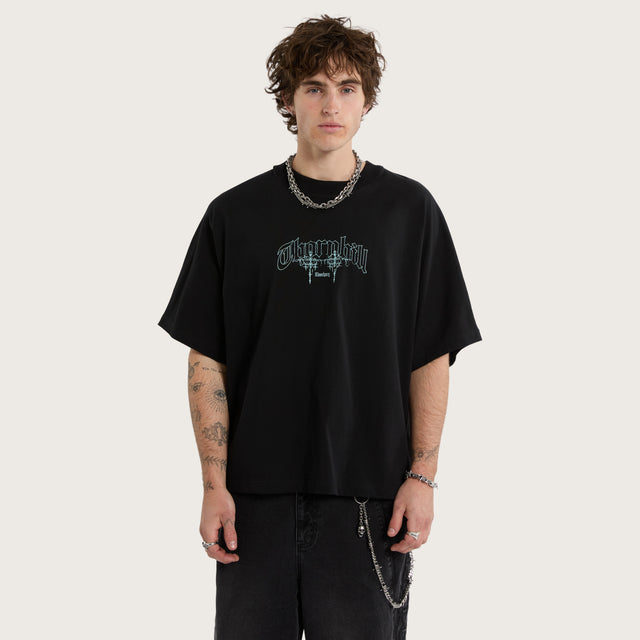 Torn Batwing Tee Jet Black