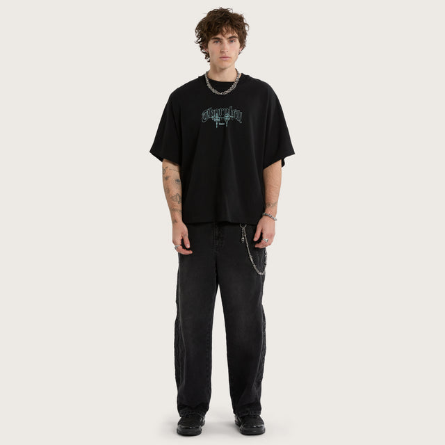 Torn Batwing Tee Jet Black