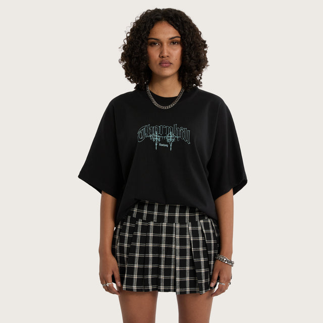 Torn Batwing Tee Jet Black