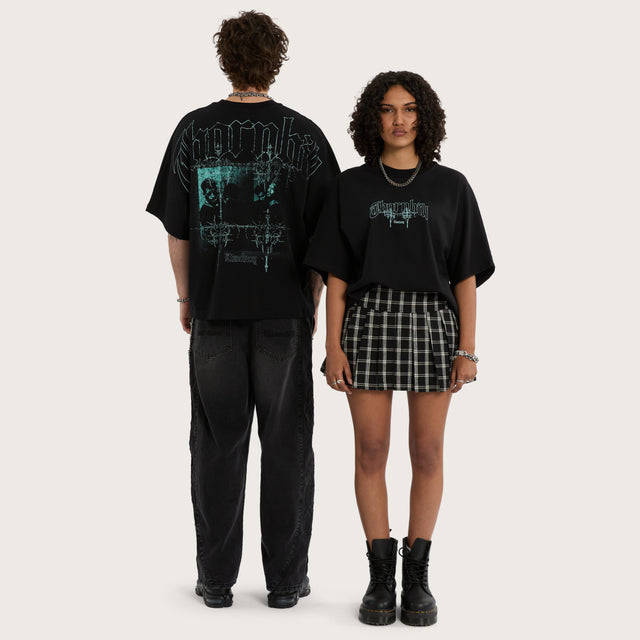 Torn Batwing Tee Jet Black