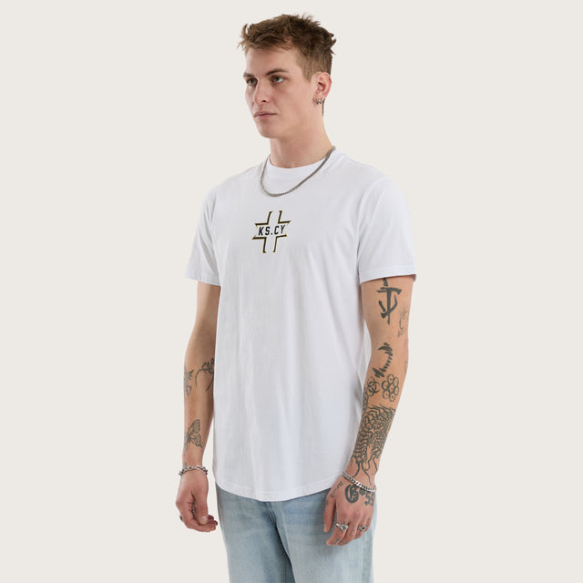 Believe Dual Curved Tee Optical White