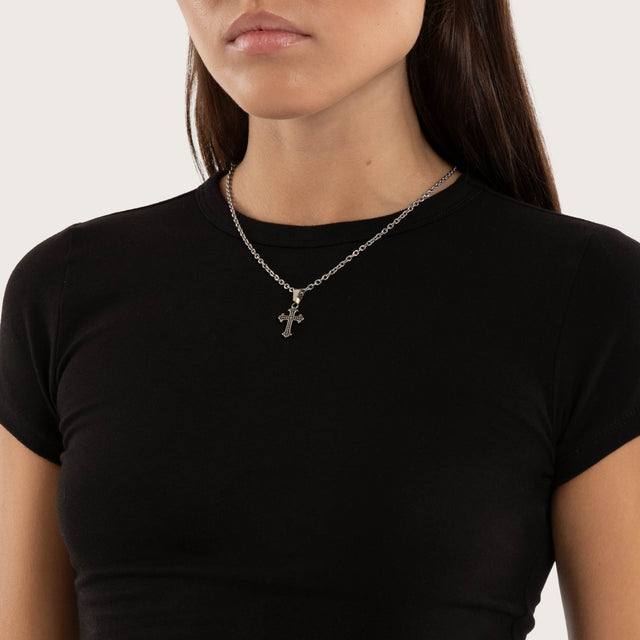 Model wears Roux Baby Tee Jet Black T-Shirts in Black - Image 4
