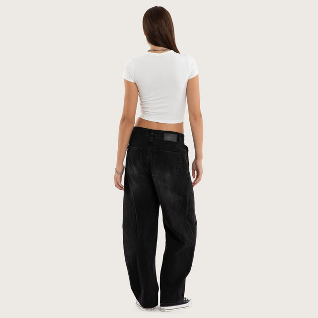 Model wears Roux Baby Tee Natural White T-Shirts in White - Image 2