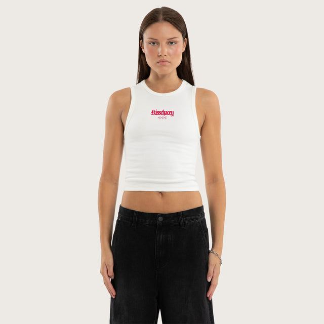 Model wears Astrid Rib Tank Natural White Tanks  – image 1