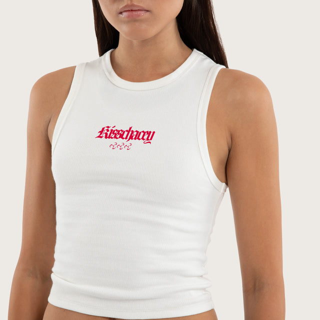 Model wears Astrid Rib Tank Natural White Tanks  – image 2