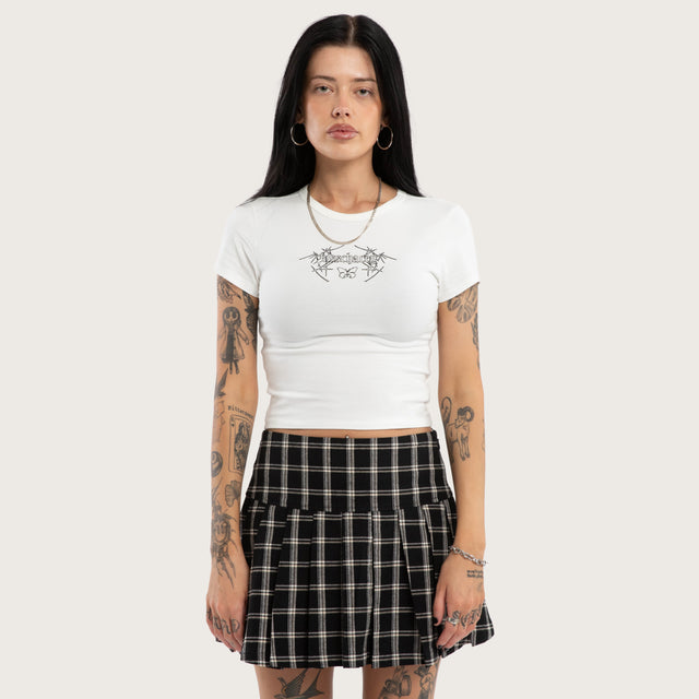 Model wears Ember Baby Tee Natural White T-Shirts White – image 1