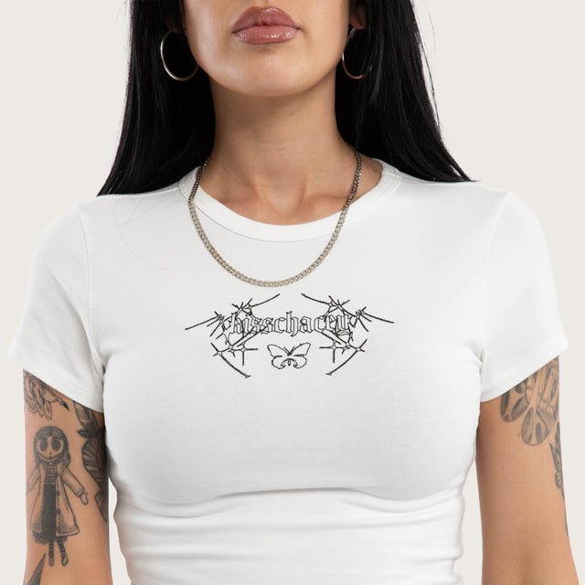 Model wears Ember Baby Tee Natural White T-Shirts White – image 4