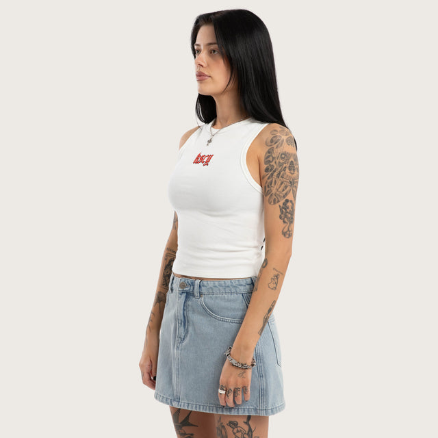 Model wears Lenora Rib Tank Natural White Tanks White – image 4